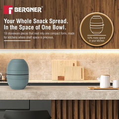 Bergner MasterPRO by Bergner Share Play Stoneware 19 Pcs Snackware Set - Dusty Blue