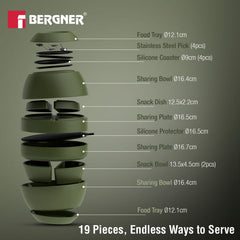 Bergner MasterPRO by Bergner Share Play Stoneware 19 Pcs Snackware Set - Sage Green