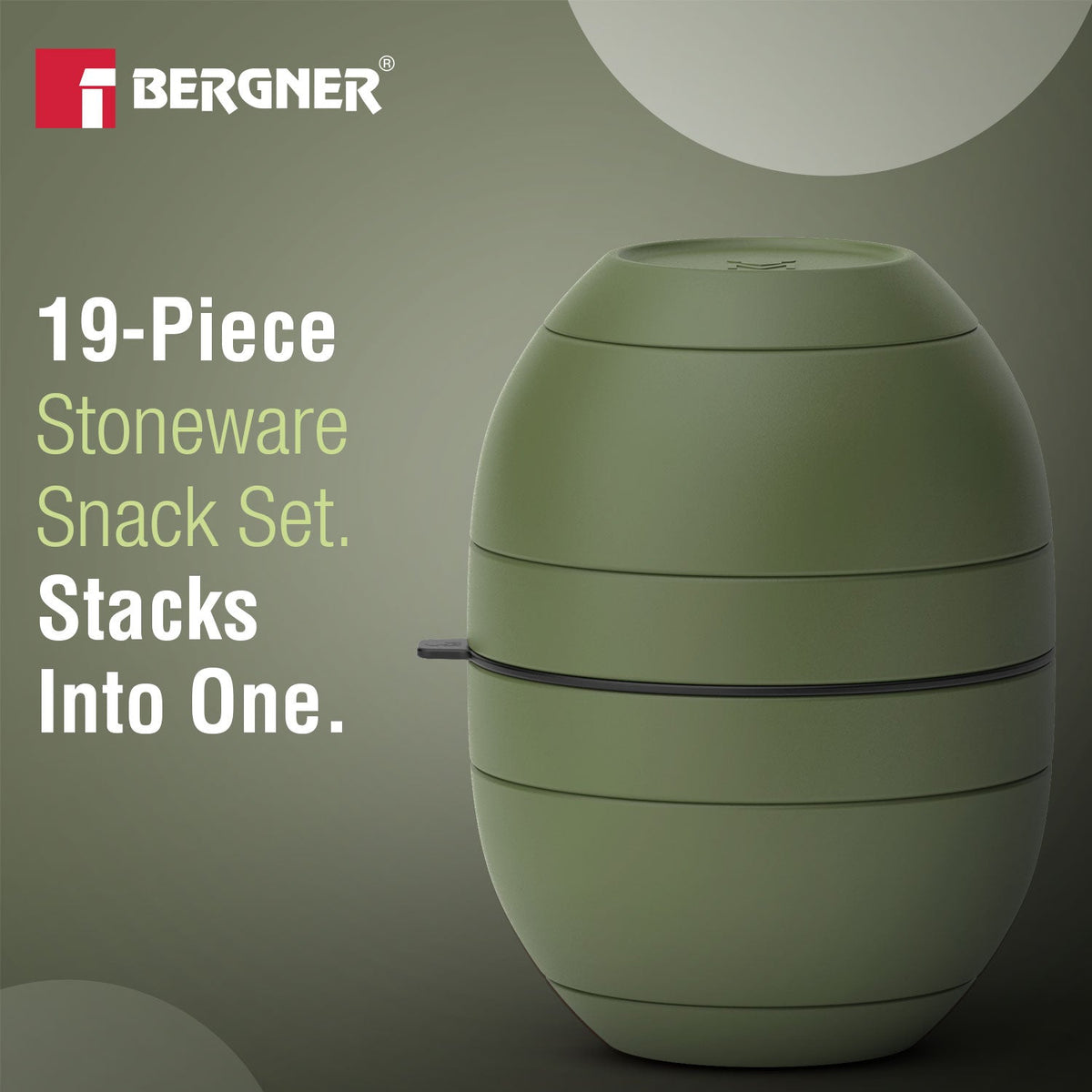Bergner MasterPRO by Bergner Share Play Stoneware 19 Pcs Snackware Set - Sage Green