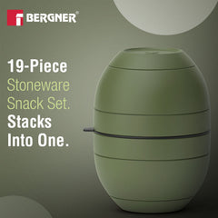 Bergner MasterPRO by Bergner Share Play Stoneware 19 Pcs Snackware Set - Sage Green