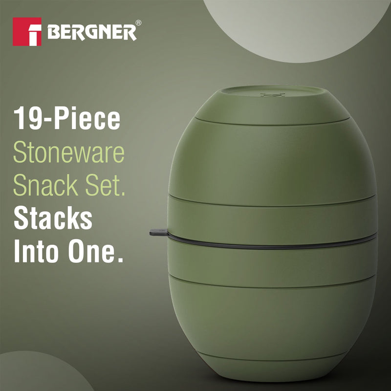Bergner MasterPRO by Bergner Share Play Stoneware 19 Pcs Snackware Set - Sage Green