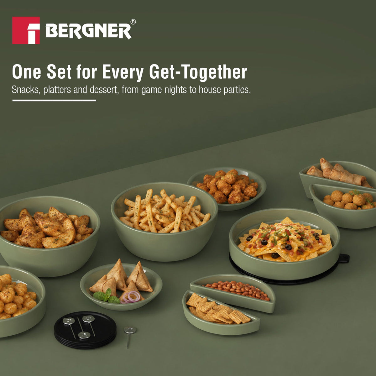 Bergner MasterPRO by Bergner Share Play Stoneware 19 Pcs Snackware Set - Sage Green