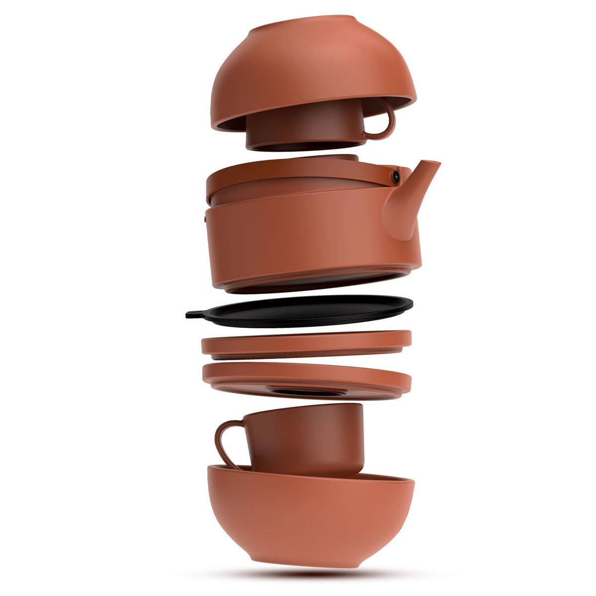 Bergner MasterPRO by Bergner Share Play Stoneware 8 Pcs Teaware Set - Clay Orange