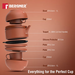 Bergner MasterPRO by Bergner Share Play Stoneware 8 Pcs Teaware Set - Clay Orange