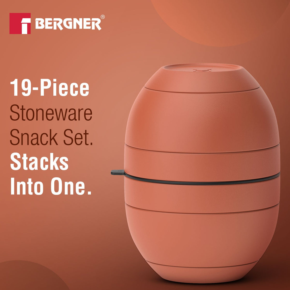 Bergner MasterPRO by Bergner Share Play Stoneware 19 Pcs Snackware Set - Clay Orange