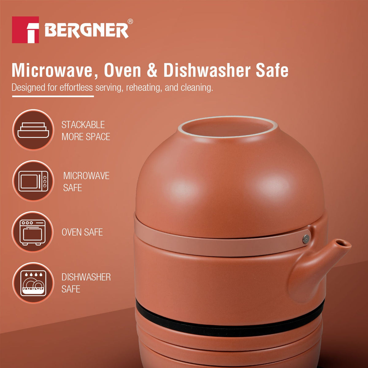 Bergner MasterPRO by Bergner Share Play Stoneware 8 Pcs Teaware Set - Clay Orange