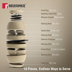 Bergner MasterPRO by Bergner Share Play Stoneware 19 Pcs Snackware Set - Warm Beige