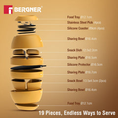 Bergner MasterPRO by Bergner Share Play Stoneware 19 Pcs Snackware Set - Mustard Yellow