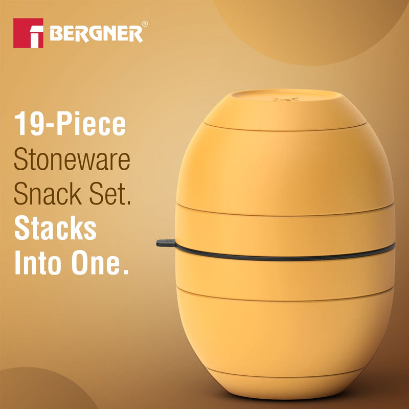 Bergner MasterPRO by Bergner Share Play Stoneware 19 Pcs Snackware Set - Mustard Yellow