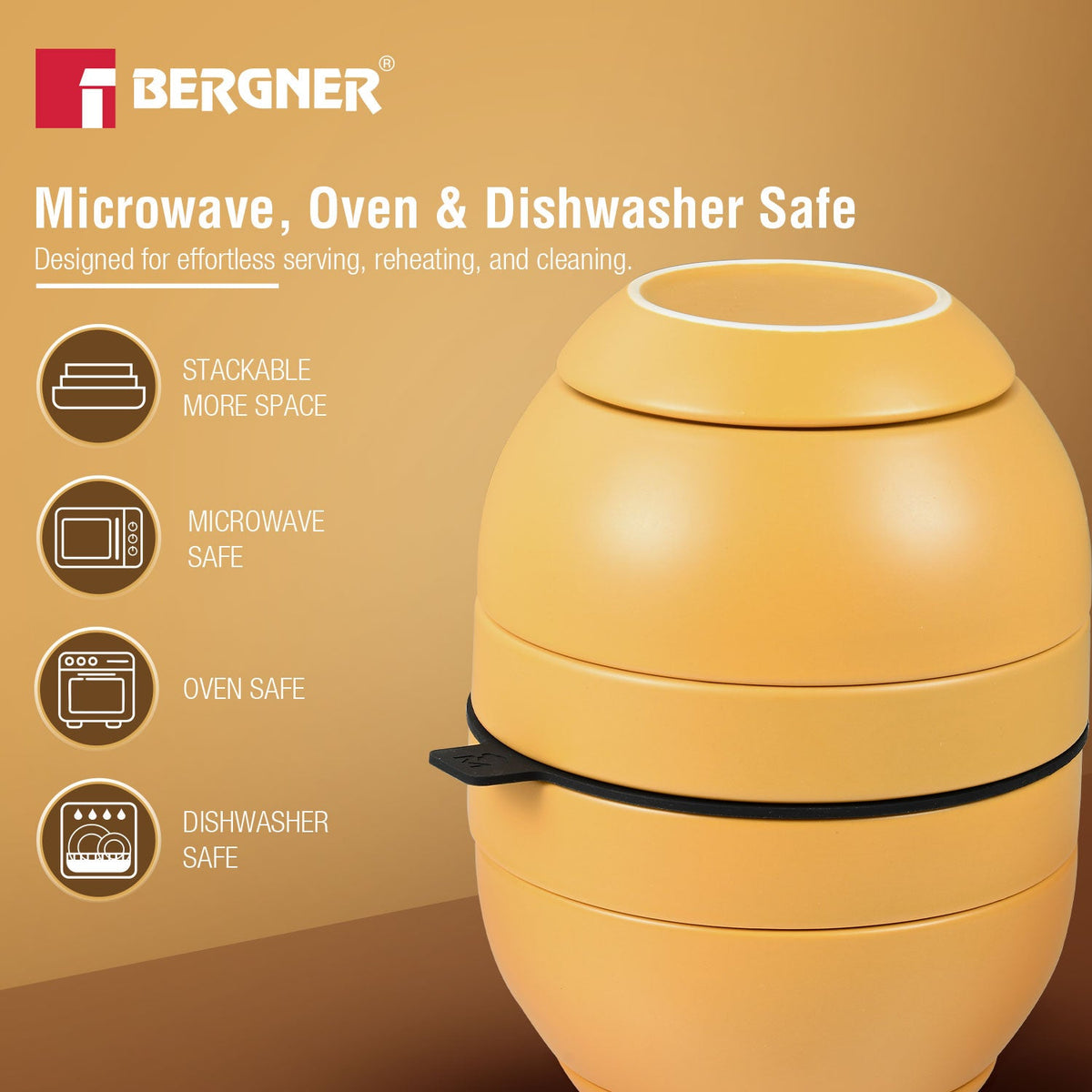 Bergner MasterPRO by Bergner Share Play Stoneware 19 Pcs Snackware Set - Mustard Yellow