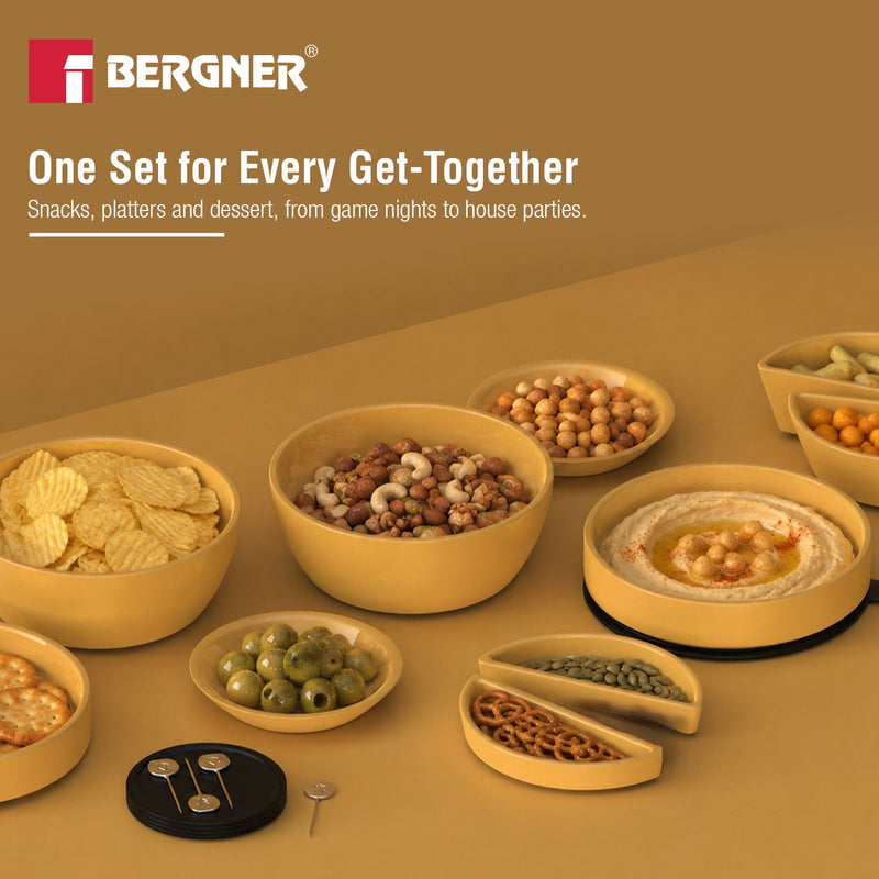 Bergner MasterPRO by Bergner Share Play Stoneware 19 Pcs Snackware Set - Mustard Yellow