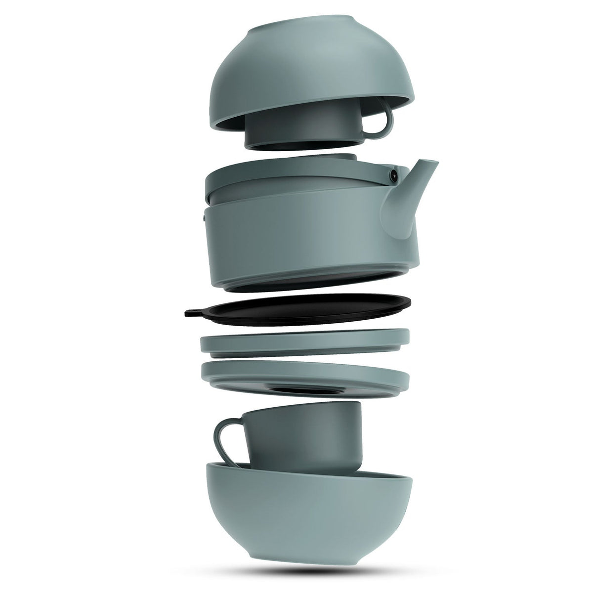Bergner MasterPRO by Bergner Share Play Stoneware 8 Pcs Teaware Set - Dusty Blue