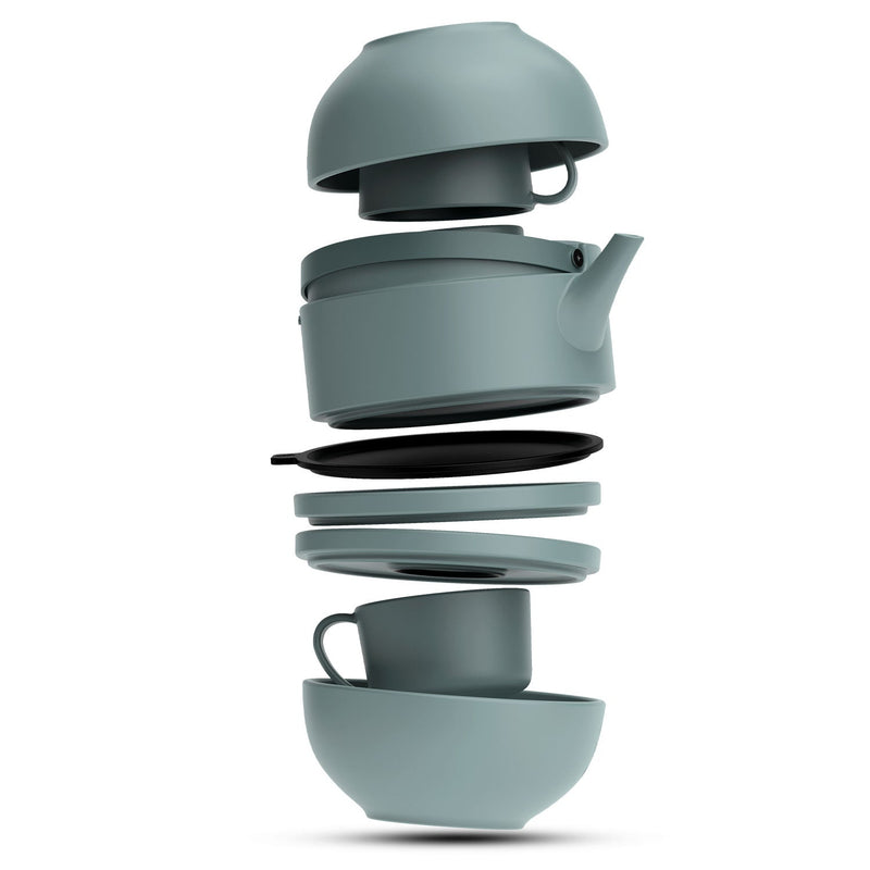 Bergner MasterPRO by Bergner Share Play Stoneware 8 Pcs Teaware Set - Dusty Blue