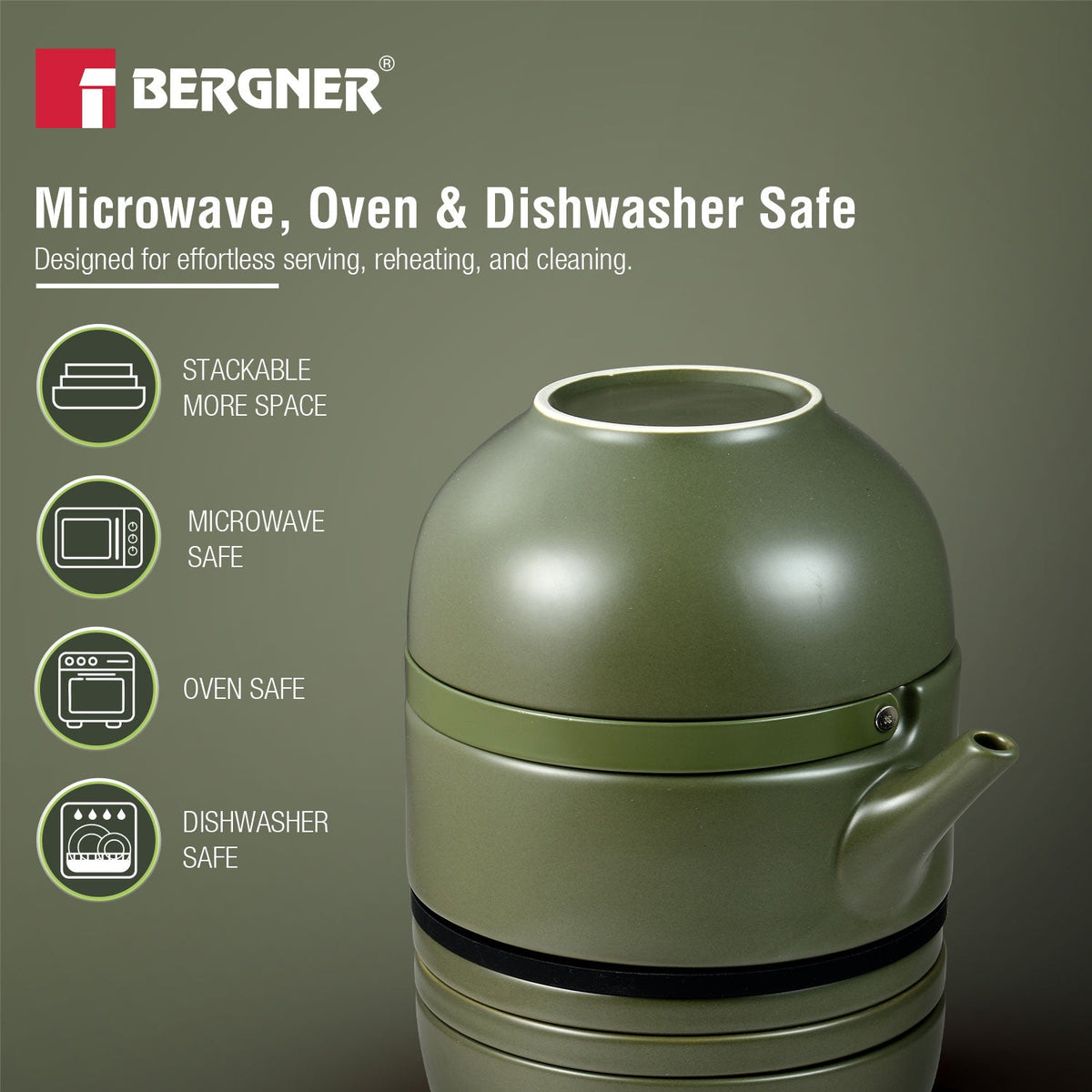 Bergner MasterPRO by Bergner Share Play Stoneware 8 Pcs Teaware Set - Sage Green