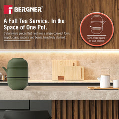 Bergner MasterPRO by Bergner Share Play Stoneware 8 Pcs Teaware Set - Sage Green