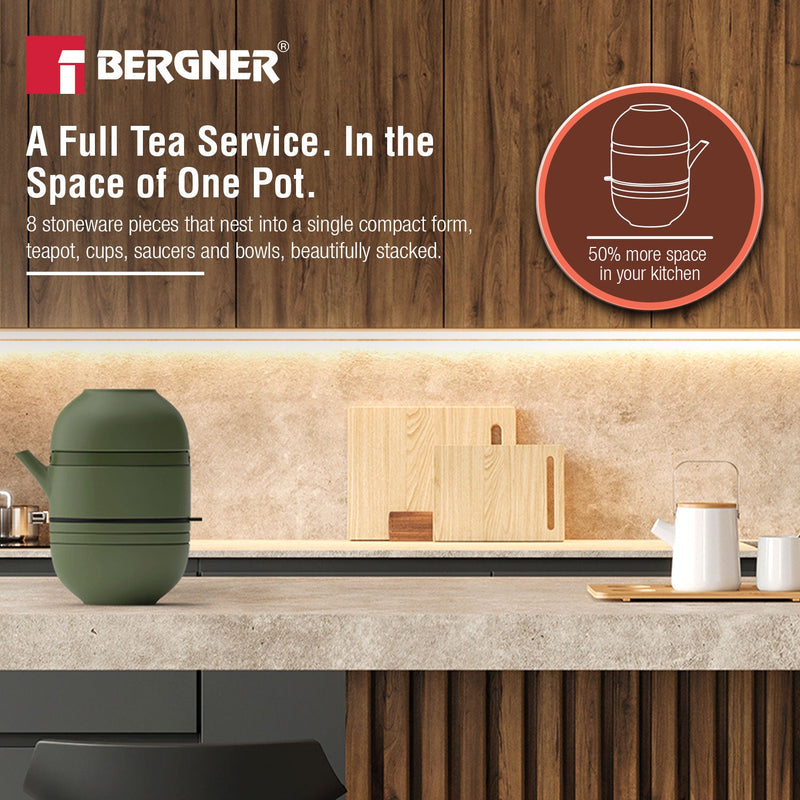 Bergner MasterPRO by Bergner Share Play Stoneware 8 Pcs Teaware Set - Sage Green
