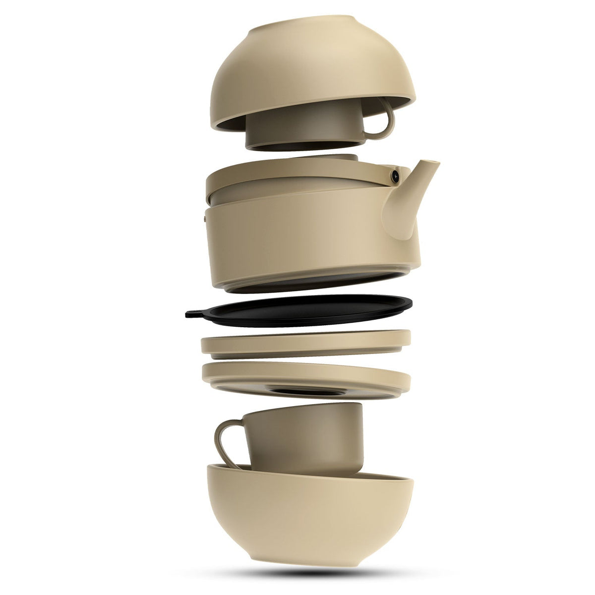 Bergner MasterPRO by Bergner Share Play Stoneware 8 Pcs Teaware Set - Warm Beige