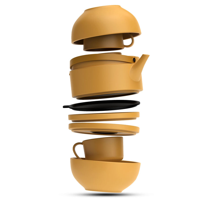 Bergner MasterPRO by Bergner Share Play Stoneware 8 Pcs Teaware Set - Mustard Yellow