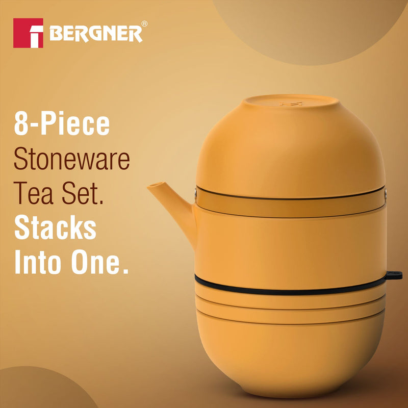 Bergner MasterPRO by Bergner Share Play Stoneware 8 Pcs Teaware Set - Mustard Yellow