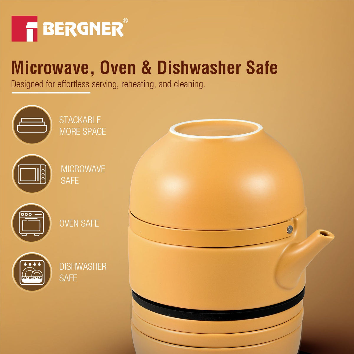 Bergner MasterPRO by Bergner Share Play Stoneware 8 Pcs Teaware Set - Mustard Yellow