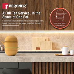 Bergner MasterPRO by Bergner Share Play Stoneware 8 Pcs Teaware Set - Mustard Yellow