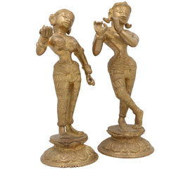 Handcrafted Brass Radha Krishna Idol | Peetal Pital Pittal Radha Krishna Murti Vigraha Statue | Divine Shyam Radha Krishna Pratima for Home Temple Decor & Puja,Gold, 11 Inch, 1 Piece