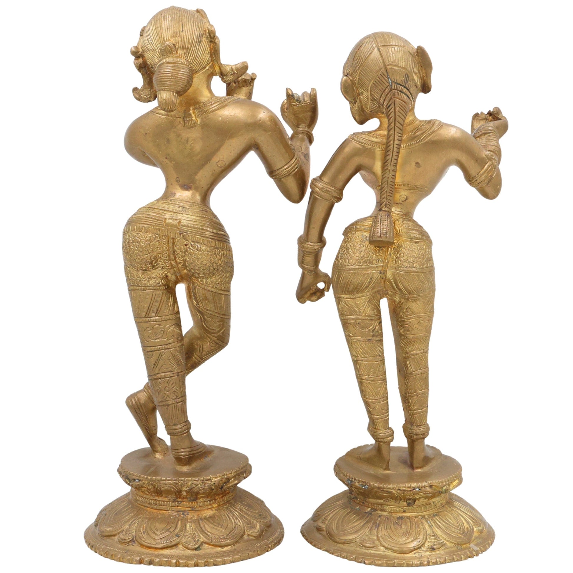 Handcrafted Brass Radha Krishna Idol | Peetal Pital Pittal Radha Krishna Murti Vigraha Statue | Divine Shyam Radha Krishna Pratima for Home Temple Decor & Puja,Gold, 11 Inch, 1 Piece