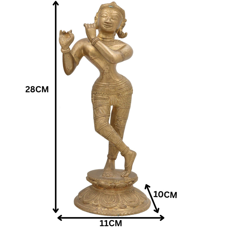 Handcrafted Brass Radha Krishna Idol | Peetal Pital Pittal Radha Krishna Murti Vigraha Statue | Divine Shyam Radha Krishna Pratima for Home Temple Decor & Puja,Gold, 11 Inch, 1 Piece