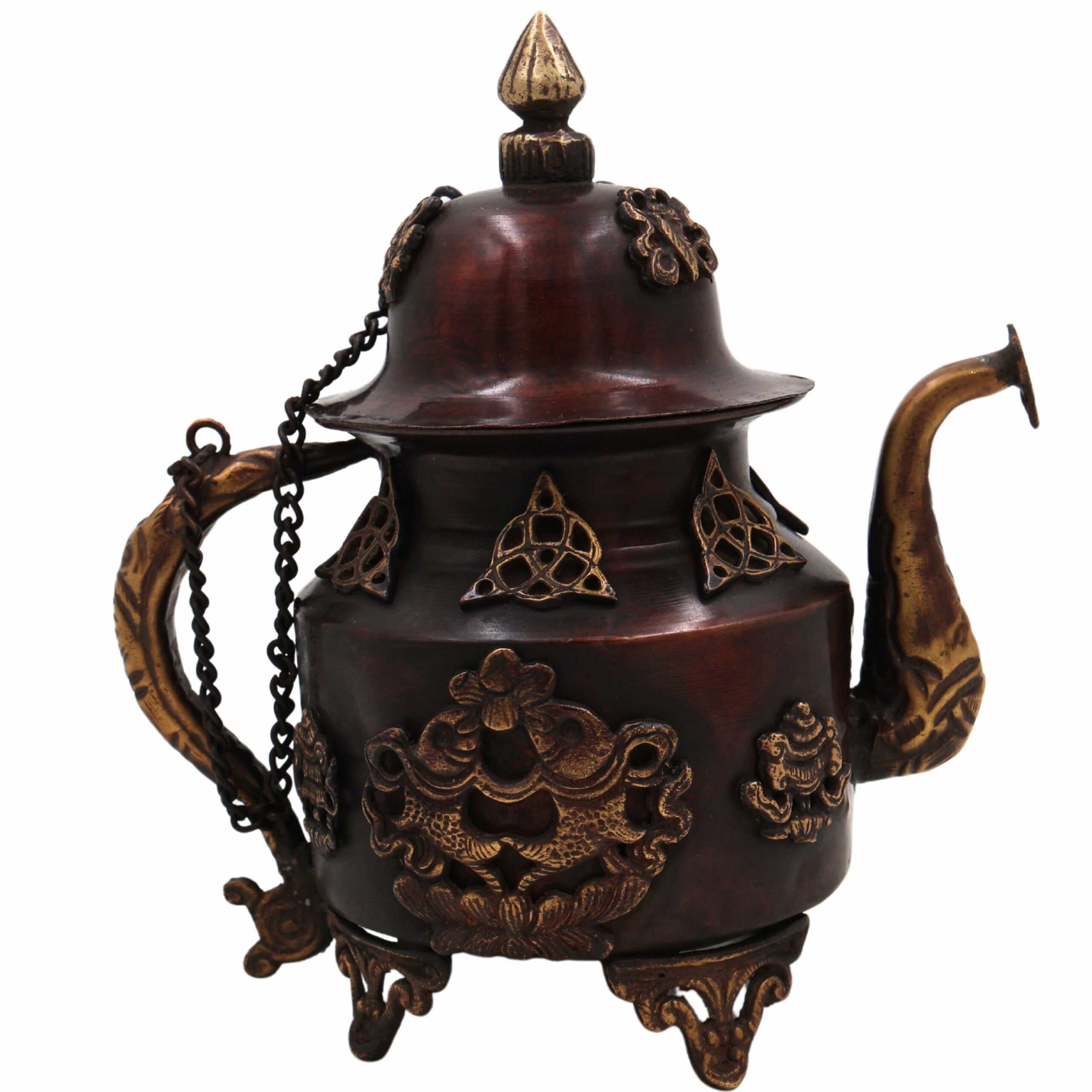 Handcrafted Brass Kettle Idol | Pital Ki Chai Ketli Murti | Traditional Tea Pot Moorthi for Pooja, Decor & Gift,Brown, 8 Inch, 1 Piece