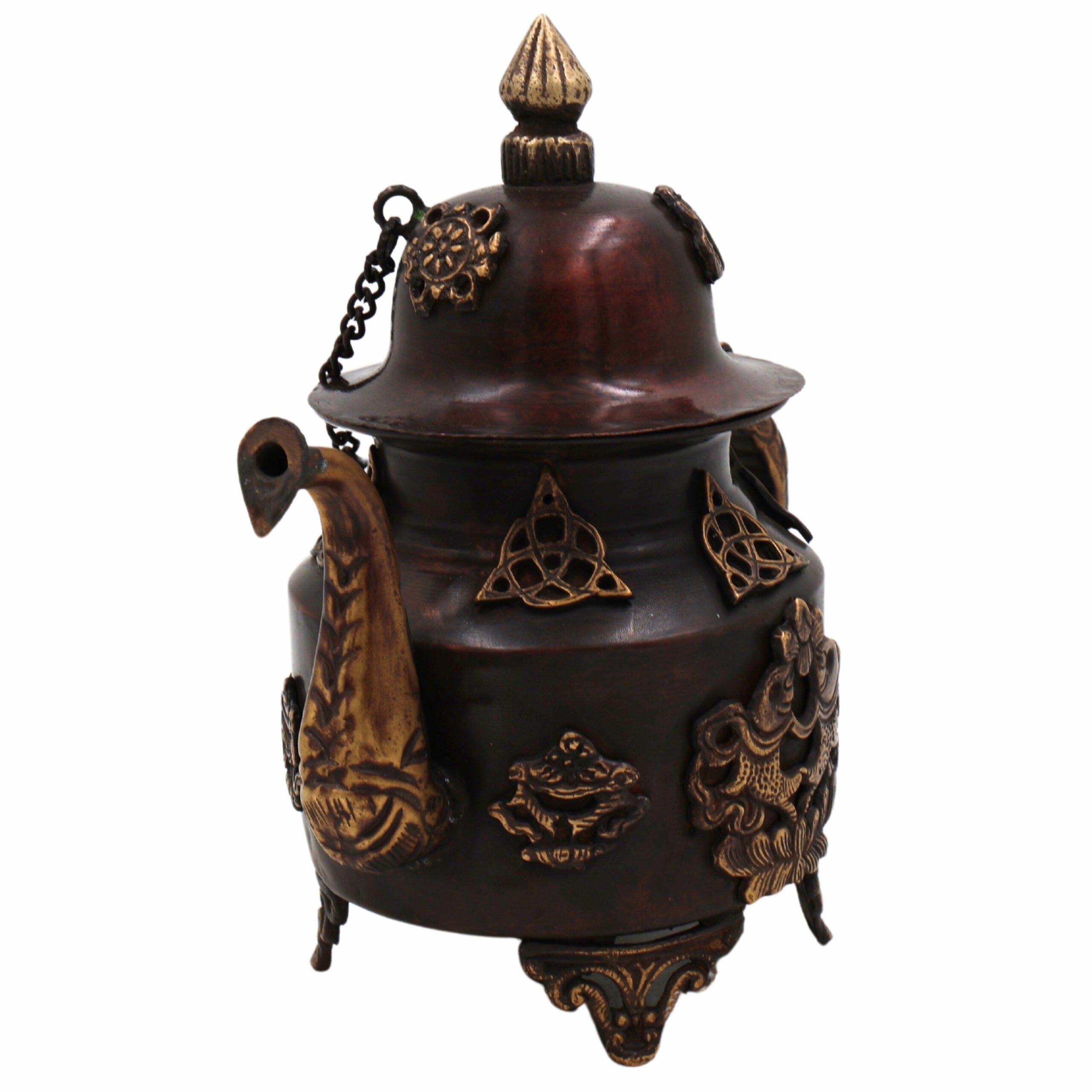 Handcrafted Brass Kettle Idol | Pital Ki Chai Ketli Murti | Traditional Tea Pot Moorthi for Pooja, Decor & Gift,Brown, 8 Inch, 1 Piece