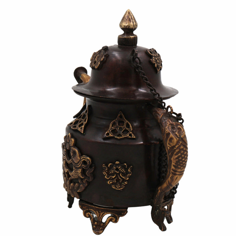 Handcrafted Brass Kettle Idol | Pital Ki Chai Ketli Murti | Traditional Tea Pot Moorthi for Pooja, Decor & Gift,Brown, 8 Inch, 1 Piece