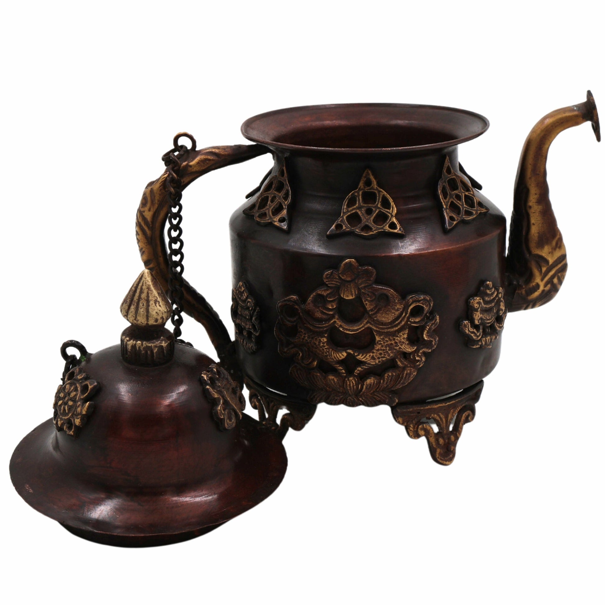Handcrafted Brass Kettle Idol | Pital Ki Chai Ketli Murti | Traditional Tea Pot Moorthi for Pooja, Decor & Gift,Brown, 8 Inch, 1 Piece