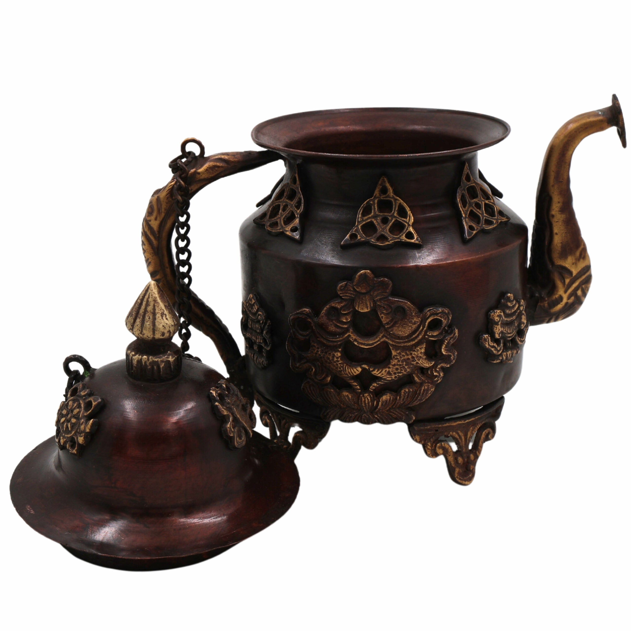 Handcrafted Brass Kettle Idol | Pital Ki Chai Ketli Murti | Traditional Tea Pot Moorthi for Pooja, Decor & Gift,Brown, 8 Inch, 1 Piece