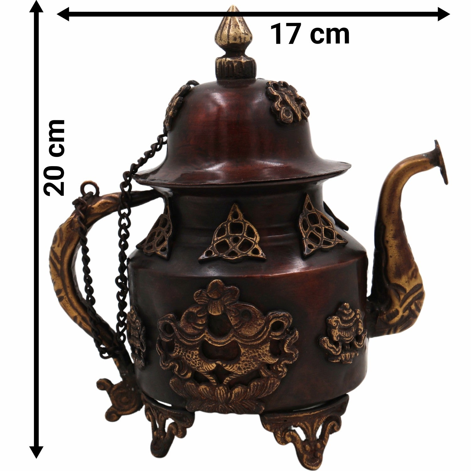 Handcrafted Brass Kettle Idol | Pital Ki Chai Ketli Murti | Traditional Tea Pot Moorthi for Pooja, Decor & Gift,Brown, 8 Inch, 1 Piece