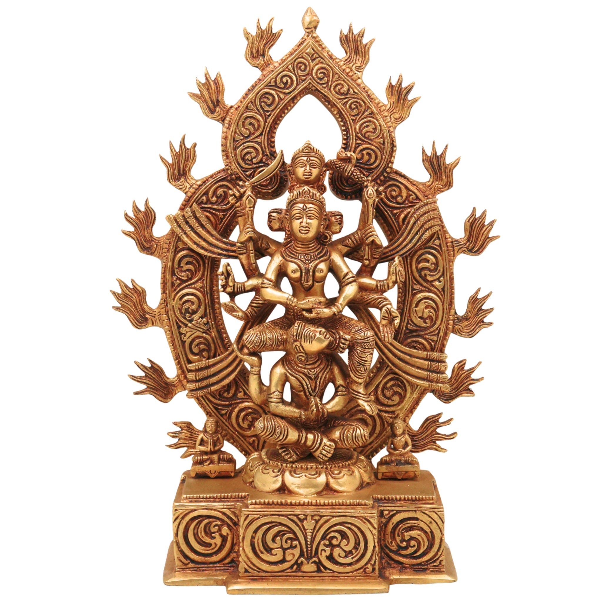 Brass Kamakhya Devi Idol, Kamakhya Maa Murti, Kamakhya Shakti Peeth Mata Statue, Nilachal Kamakhya Amba Kali Pratima for Puja, Home Decor & Gifts, Gold, 13 Inch, 1 Piece