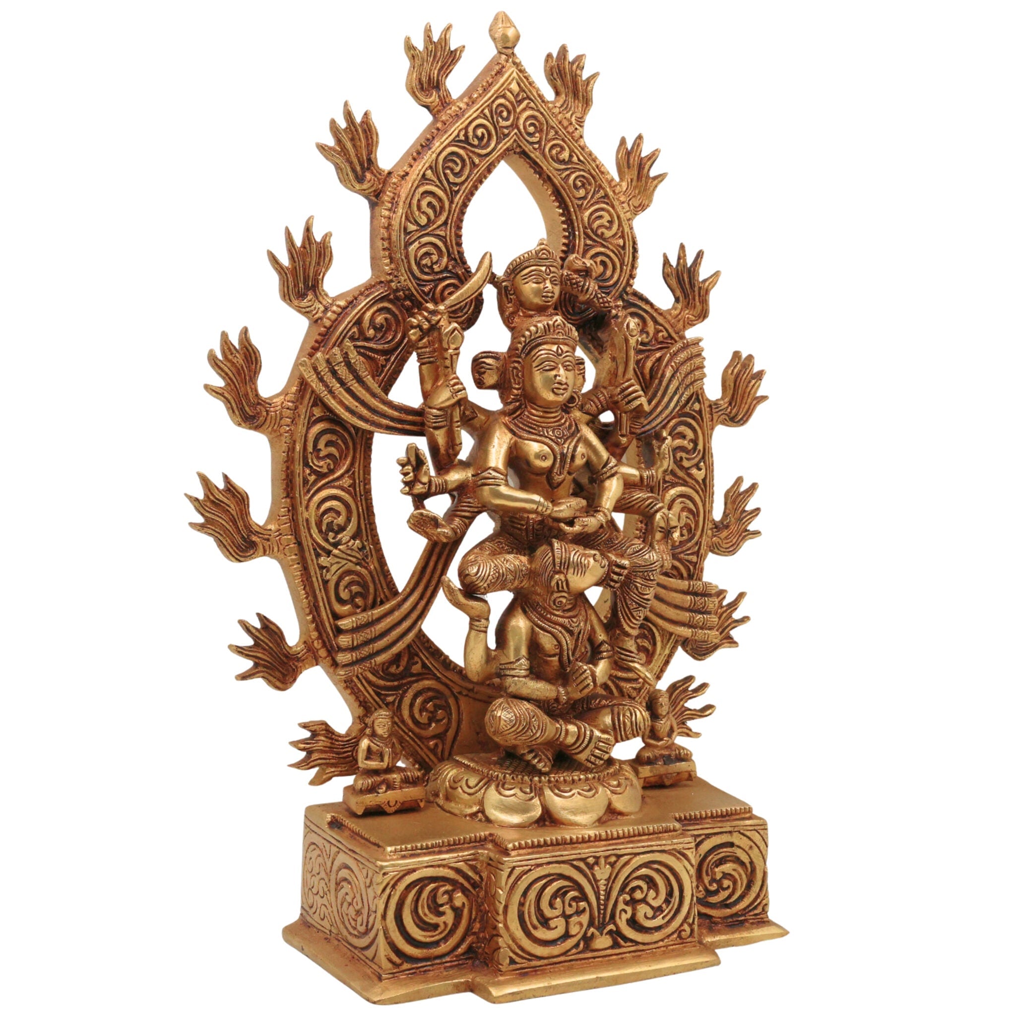 Brass Kamakhya Devi Idol, Kamakhya Maa Murti, Kamakhya Shakti Peeth Mata Statue, Nilachal Kamakhya Amba Kali Pratima for Puja, Home Decor & Gifts, Gold, 13 Inch, 1 Piece