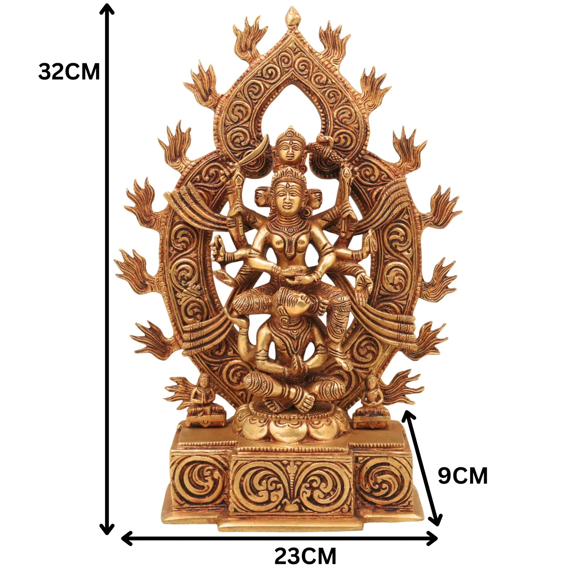 Brass Kamakhya Devi Idol, Kamakhya Maa Murti, Kamakhya Shakti Peeth Mata Statue, Nilachal Kamakhya Amba Kali Pratima for Puja, Home Decor & Gifts, Gold, 13 Inch, 1 Piece