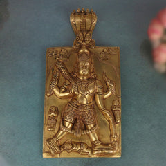 Brass Veerabhadreshwara Idol | Veerabhadra Murti | Veerabhadra Swamy Statue | Pooja Deity Sculpture | Handcrafted Temple Brass Vigraha, Gold, 11 Inch, 1 Piece