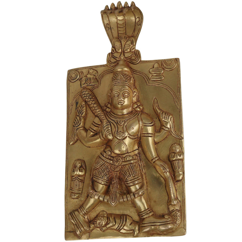 Brass Veerabhadreshwara Idol | Veerabhadra Murti | Veerabhadra Swamy Statue | Pooja Deity Sculpture | Handcrafted Temple Brass Vigraha, Gold, 11 Inch, 1 Piece
