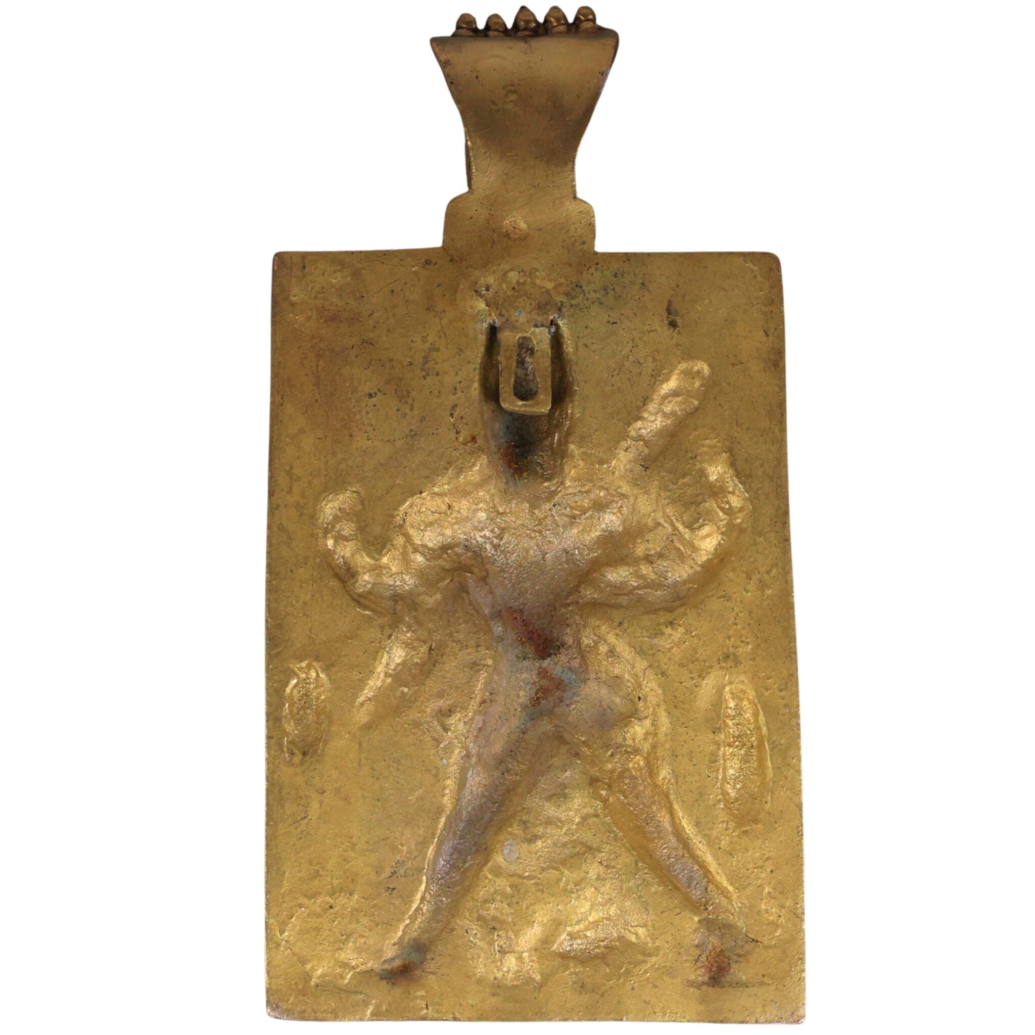 Brass Veerabhadreshwara Idol | Veerabhadra Murti | Veerabhadra Swamy Statue | Pooja Deity Sculpture | Handcrafted Temple Brass Vigraha, Gold, 11 Inch, 1 Piece