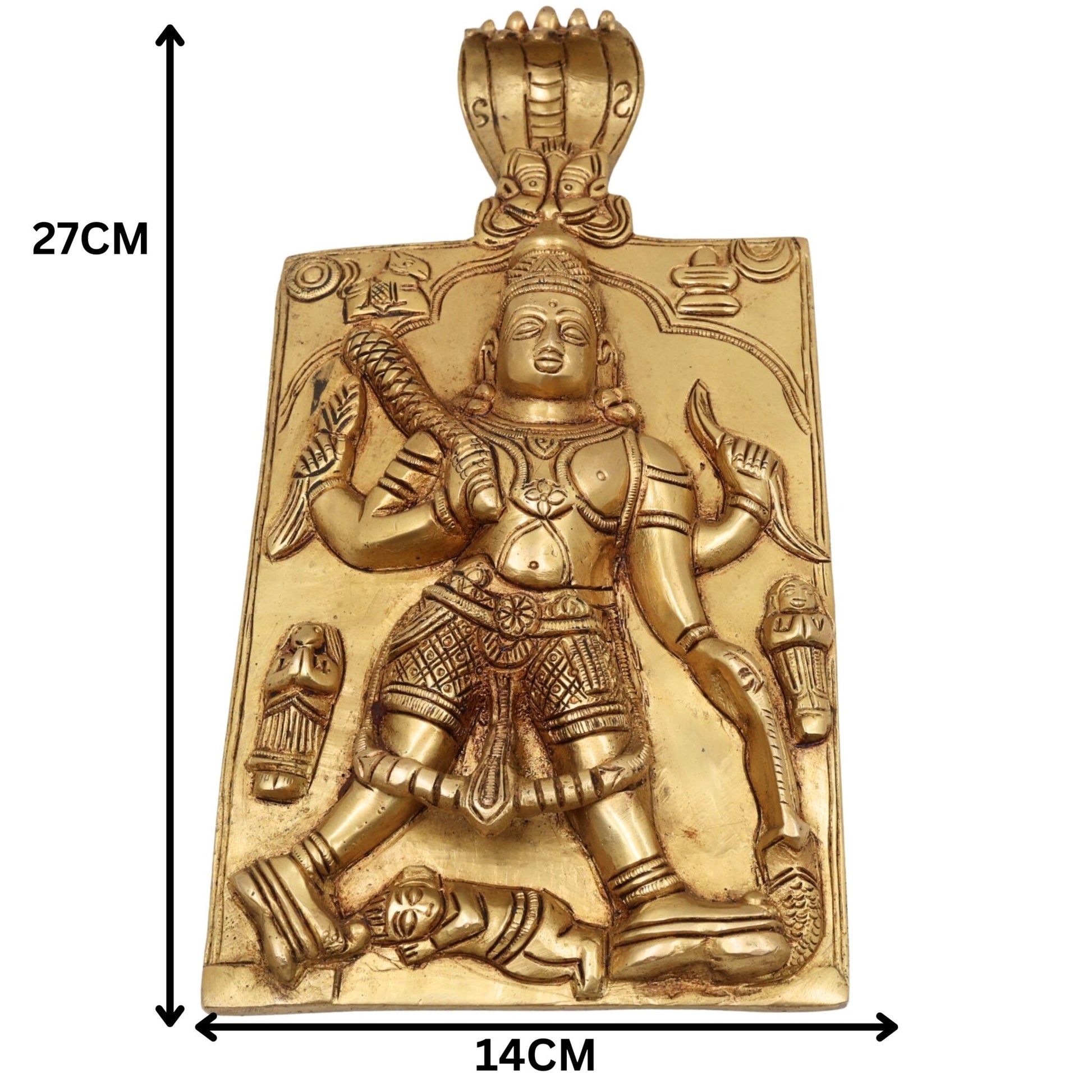 Brass Veerabhadreshwara Idol | Veerabhadra Murti | Veerabhadra Swamy Statue | Pooja Deity Sculpture | Handcrafted Temple Brass Vigraha, Gold, 11 Inch, 1 Piece