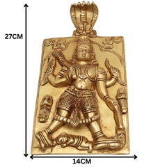 Brass Veerabhadreshwara Idol | Veerabhadra Murti | Veerabhadra Swamy Statue | Pooja Deity Sculpture | Handcrafted Temple Brass Vigraha, Gold, 11 Inch, 1 Piece