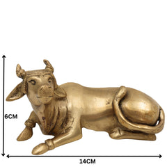 Brass Kamadenu Cow Idol – Handcrafted Nandi & Kamadenu Sculpture for Pooja, Temple, Home Decor, Ashtadhatu & Peetal Options, Gold, 2.5 Inch, 1 Piece