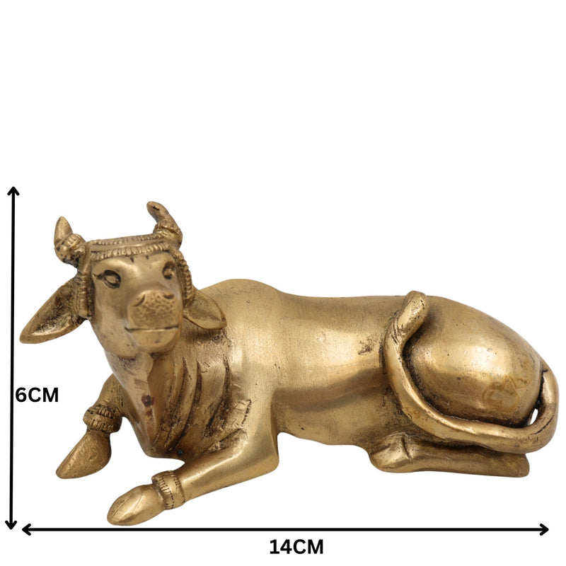 Brass Kamadenu Cow Idol – Handcrafted Nandi & Kamadenu Sculpture for Pooja, Temple, Home Decor, Ashtadhatu & Peetal Options, Gold, 2.5 Inch, 1 Piece