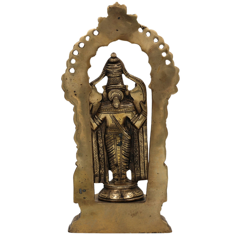 Brass Venkateswara Idol | Balaji Murti | Srinivasa Statue | Narayana Vigraha | Vishnu Brass Idol | Temple Pooja Decor | Spiritual Gift Showpiece, Gold, 8 Inch, 1 Piece