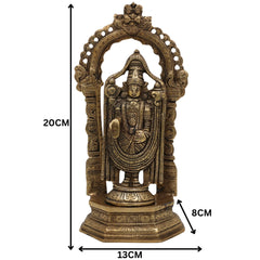Brass Venkateswara Idol | Balaji Murti | Srinivasa Statue | Narayana Vigraha | Vishnu Brass Idol | Temple Pooja Decor | Spiritual Gift Showpiece, Gold, 8 Inch, 1 Piece