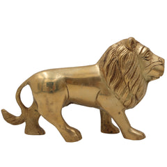 Brass Handcrafted Lion Idol | Handcrafted Simha Sher Narasimha Sculpture for Home, Temple & Office Decor | Peetal, Pittal, Ashtadhatu Figurine, Gold, 4.5 Inch, 1 Piece