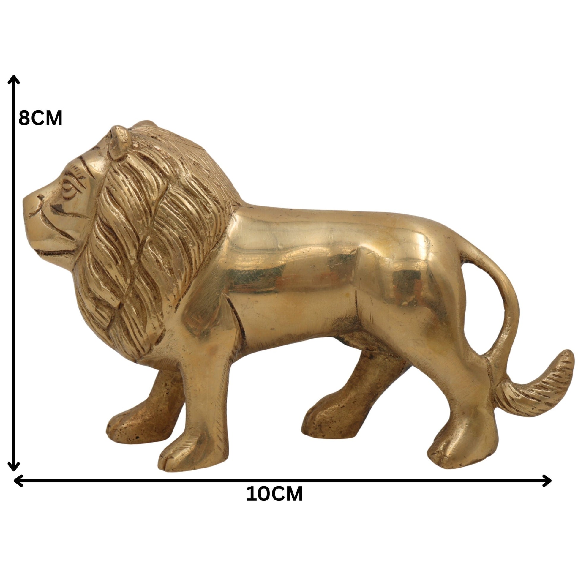 Brass Handcrafted Lion Idol | Handcrafted Simha Sher Narasimha Sculpture for Home, Temple & Office Decor | Peetal, Pittal, Ashtadhatu Figurine, Gold, 4.5 Inch, 1 Piece