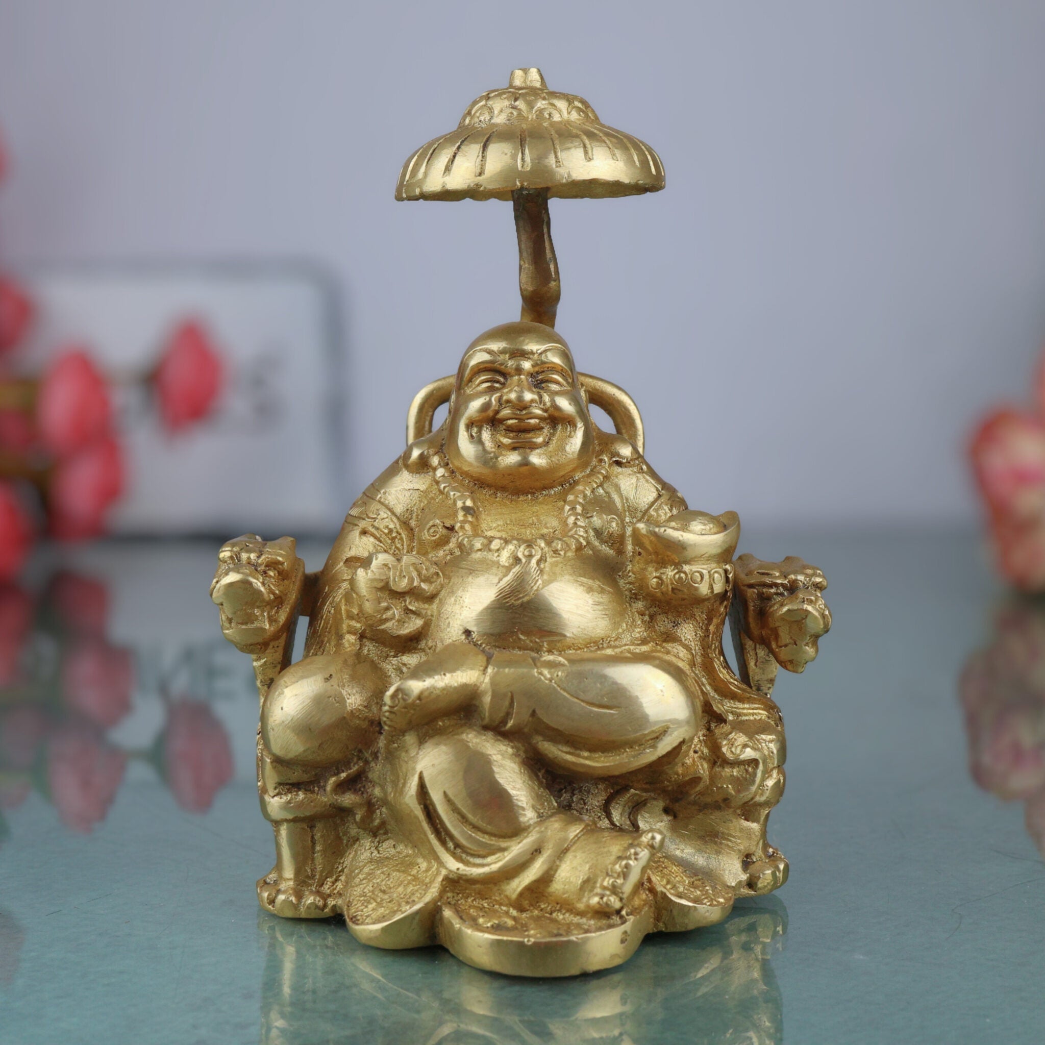 Brass Lord Kubera Idol | Kuber Murti | Kuvera Statue | Dhanapati Vigraha | Vaishravan Sculpture for Wealth, Prosperity, Pooja & Home Decor,Gold, 6 Inch, 1 Piece