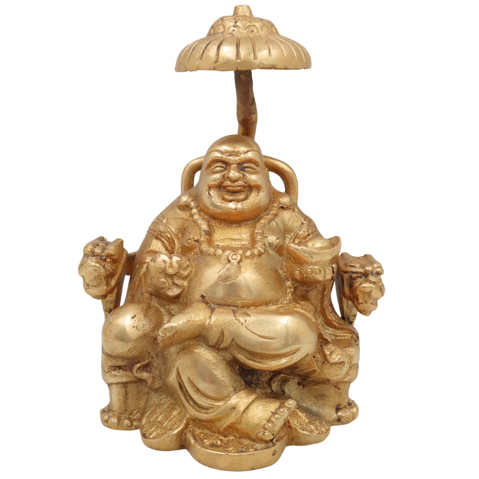 Brass Lord Kubera Idol | Kuber Murti | Kuvera Statue | Dhanapati Vigraha | Vaishravan Sculpture for Wealth, Prosperity, Pooja & Home Decor,Gold, 6 Inch, 1 Piece